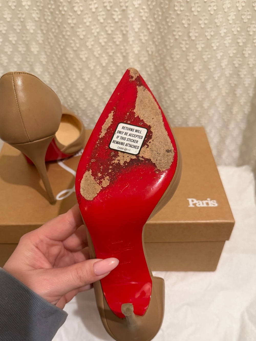 Christian Louboutin Nude d’Orsay Pointed-Toe Stiletto Pumps - Picture 15 of 15